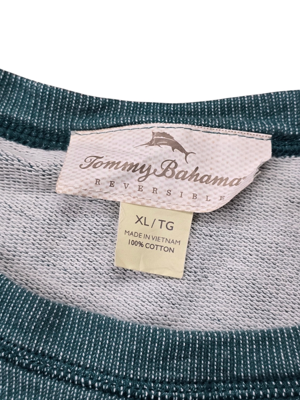 Tommy Bahama Men’s XL Reversible Long Sleeve Crewneck Tee Green Cotton